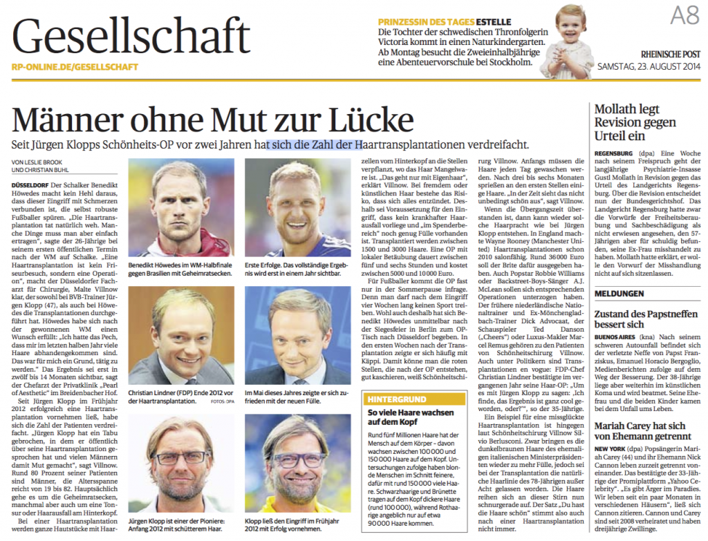 Männer immer weniger Mut zur Lücke – Rheinische Post vom 23.8.2014